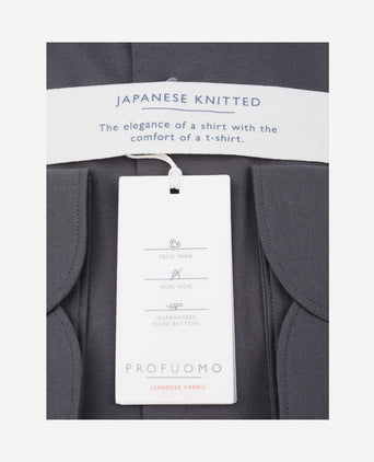Japanese knitted overhemd antraciet