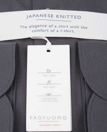 Japanese knitted overhemd antraciet