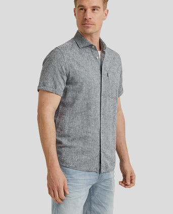 Short sleeve overhemd linnen antraciet