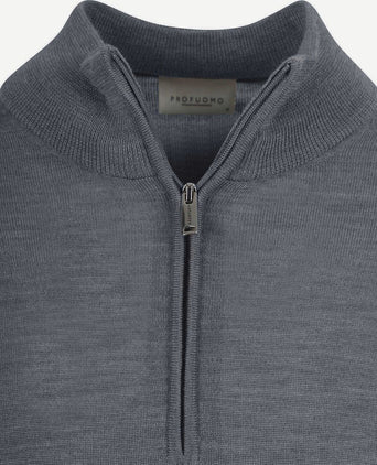 Profuomo halve rits pullover merinowol antraciet