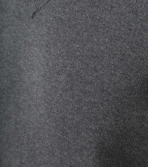 Trui cotton cashmere v-hals antraciet melange