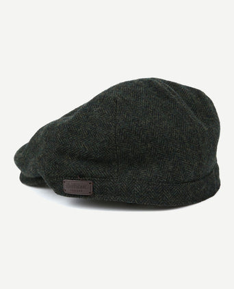 Barbour barlow flat cap herringbone donkergroen