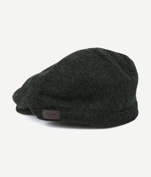 Barbour barlow flat cap herringbone donkergroen