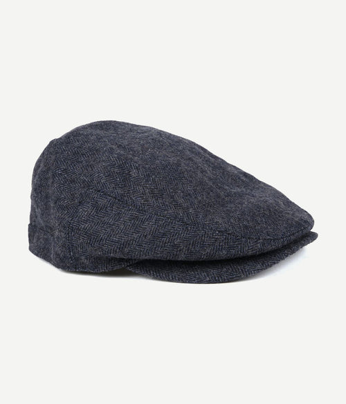 Barbour barlow flat cap herringbone donkerblauw