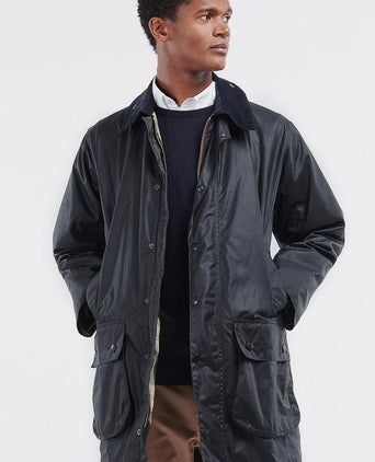 Barbour Border wax jas blauw | Regular-fit