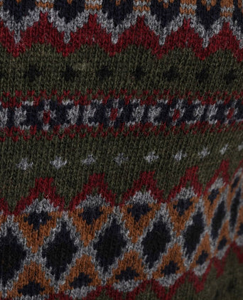 Fairisle trui wol donkergroen