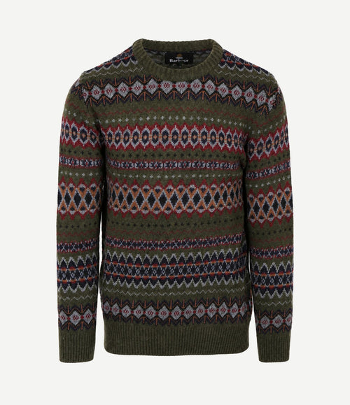 Fairisle trui wol donkergroen