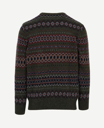 Fairisle trui wol donkergroen