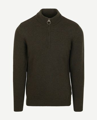 Barbour halve rits trui wol olive | Regular-fit