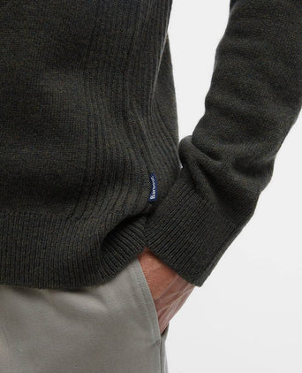 Barbour halve rits trui wol olive | Regular-fit