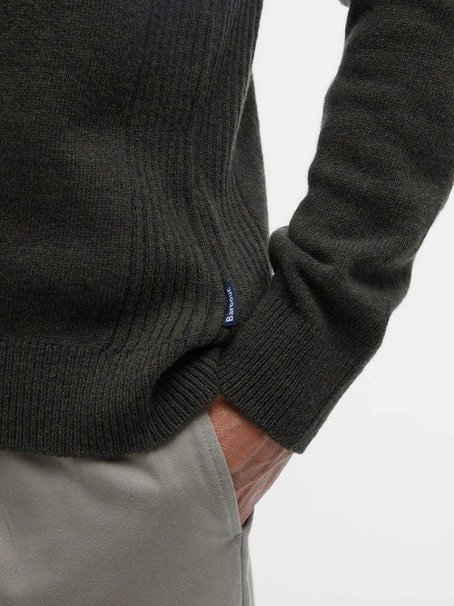 Barbour halve rits trui wol olive | Regular-fit