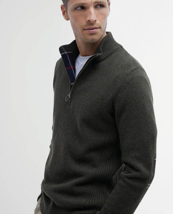 Barbour halve rits trui wol olive | Regular-fit
