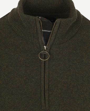 Barbour halve rits trui wol olive | Regular-fit