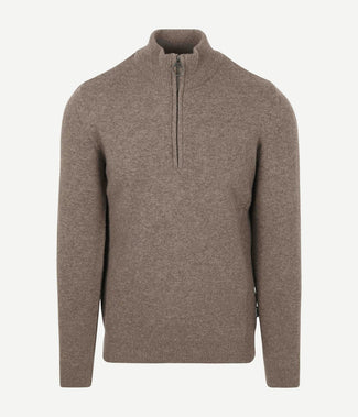 Barbour halve rits trui wol taupe | Regular-fit Barbour halve rits trui wol taupe | Regular-fit