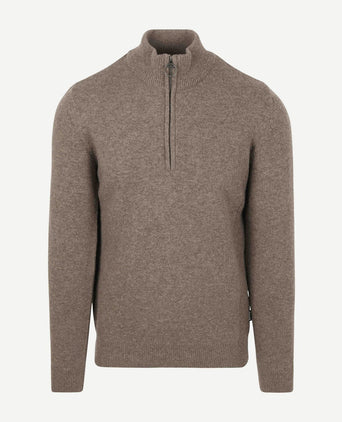 Barbour halve rits trui wol taupe | Regular-fit