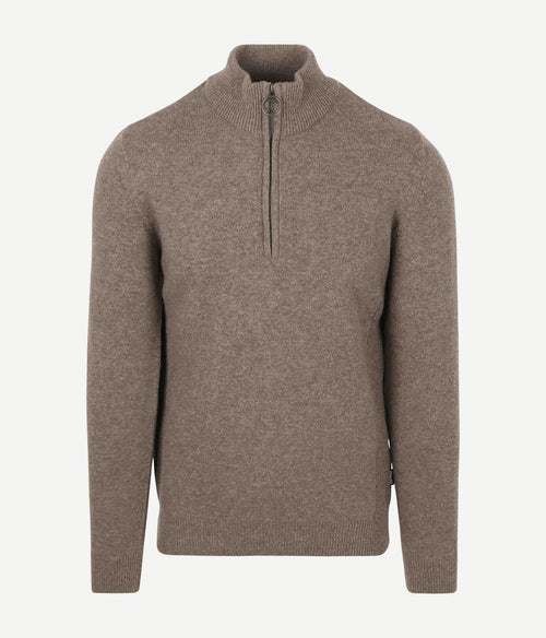 Barbour halve rits trui wol taupe | Regular-fit