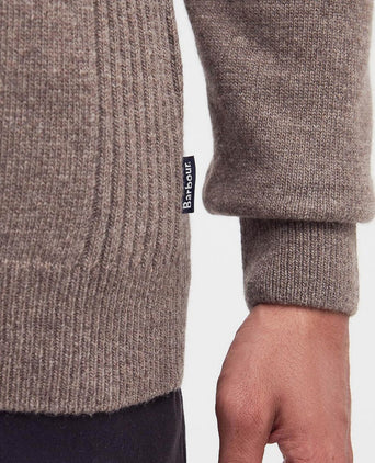 Barbour halve rits trui wol taupe | Regular-fit