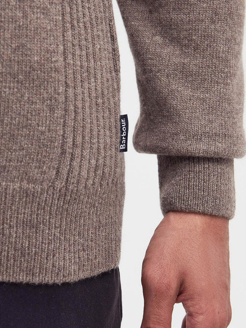 Barbour halve rits trui wol taupe | Regular-fit