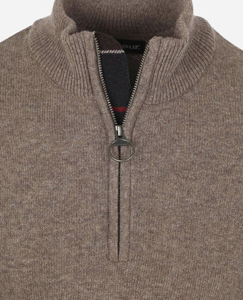 Barbour halve rits trui wol taupe | Regular-fit