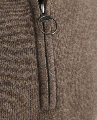 Barbour halve rits trui wol taupe | Regular-fit