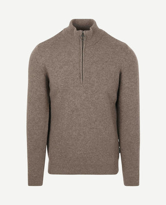 halve rits trui wol taupe