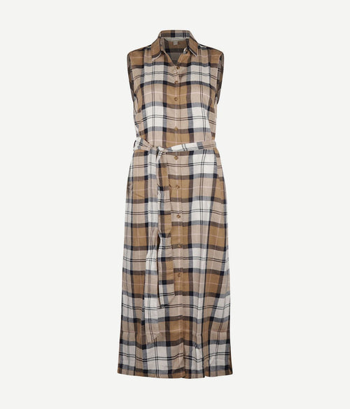 Barbour lange jurk caroline ruiten bruin | Regular-fit