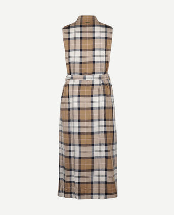 Barbour lange jurk caroline ruiten bruin | Regular-fit