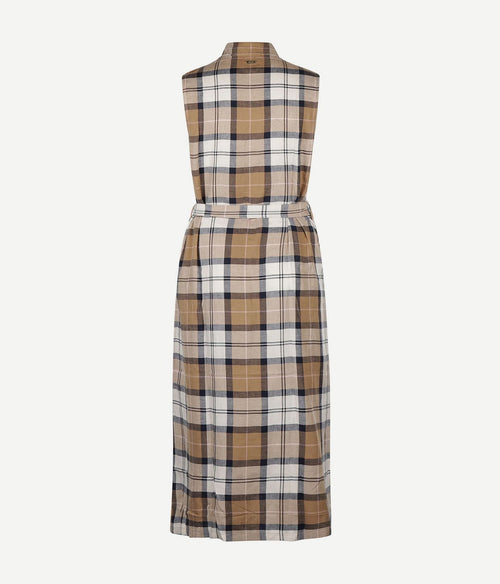Barbour lange jurk caroline ruiten bruin | Regular-fit