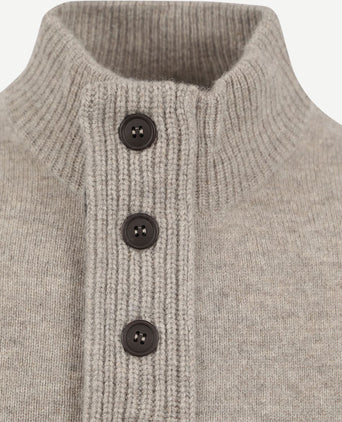 Barbour mocker trui merinowol greige | Regular-fit