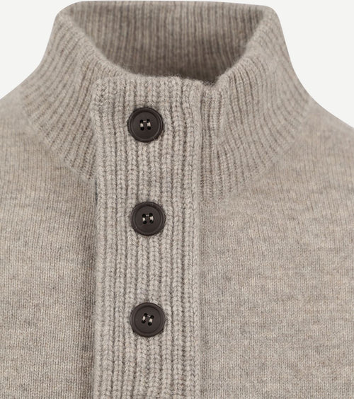 Barbour mocker trui merinowol greige | Regular-fit