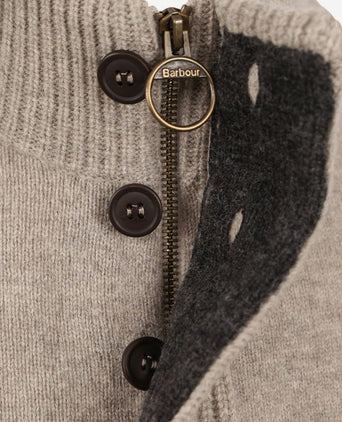 Barbour mocker trui merinowol greige | Regular-fit