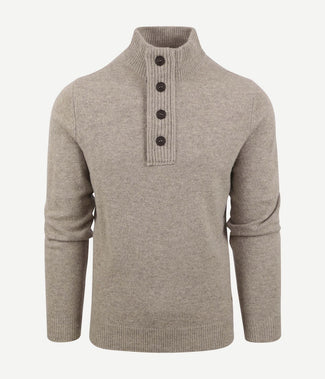 Barbour mocker trui merinowol greige | Regular-fit Barbour mocker trui merinowol greige | Regular-fit