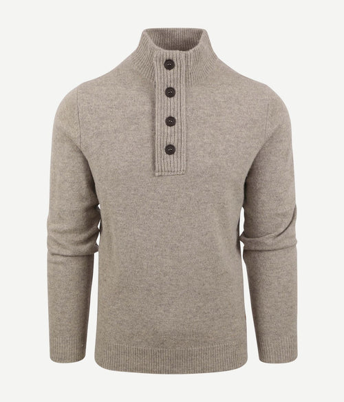 Barbour mocker trui merinowol greige | Regular-fit