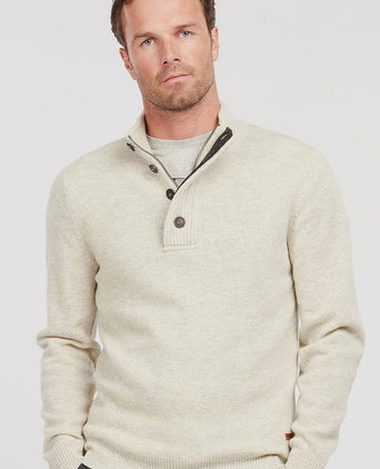 Barbour mocker trui merinowol lichtbeige | Regular-fit