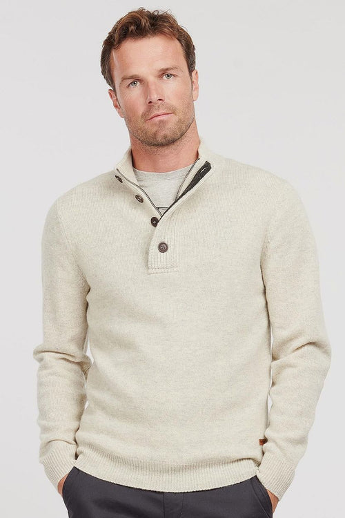 Barbour mocker trui merinowol lichtbeige | Regular-fit