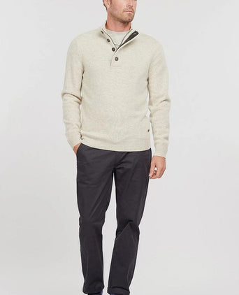 Barbour mocker trui merinowol lichtbeige | Regular-fit