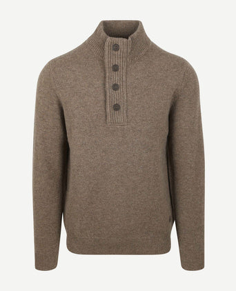 Barbour mocker trui wol taupe | Regular-fit