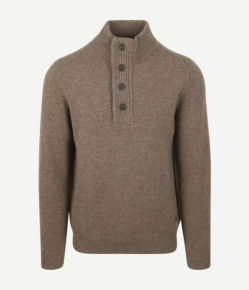 Barbour mocker trui wol taupe | Regular-fit