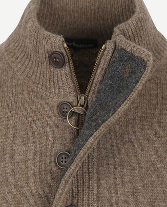 Barbour mocker trui wol taupe | Regular-fit