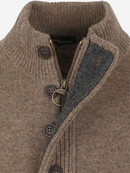 Barbour mocker trui wol taupe | Regular-fit