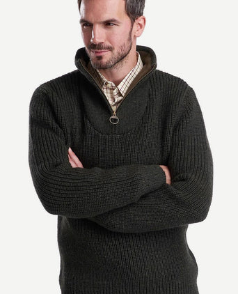 Barbour new tyne zip trui wol olijfgroen | Regular-fit