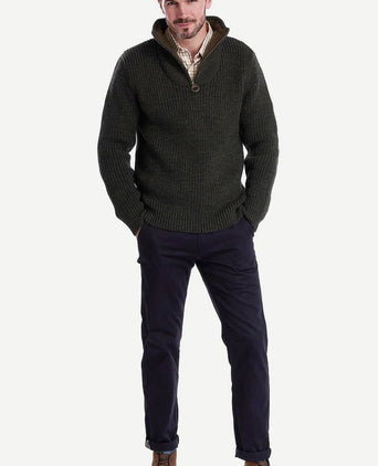 Barbour new tyne zip trui wol olijfgroen | Regular-fit