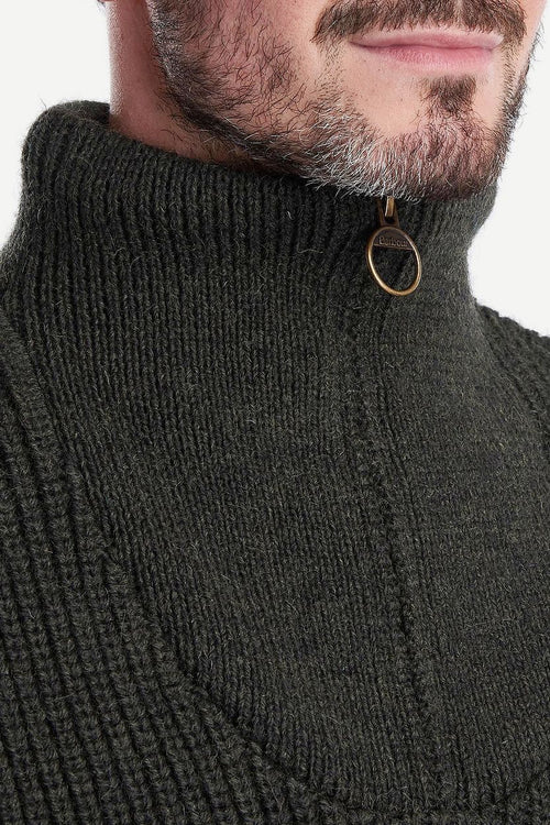 Barbour new tyne zip trui wol olijfgroen | Regular-fit