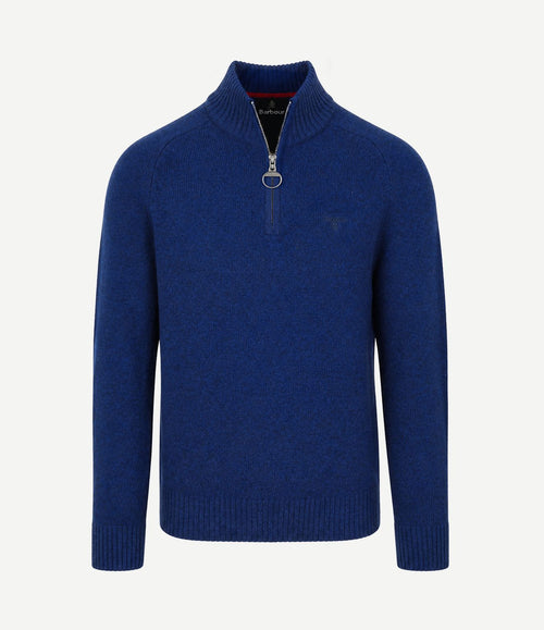 Newtown halve rits trui wol ink blue