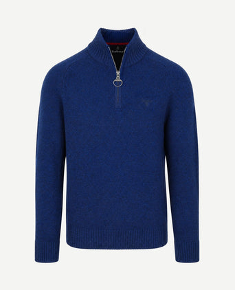 Newtown halve rits trui wol ink blue