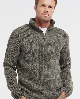 Barbour newtyne zip trui wol donkergroen | Regular-fit