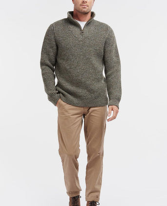 Barbour newtyne zip trui wol donkergroen | Regular-fit