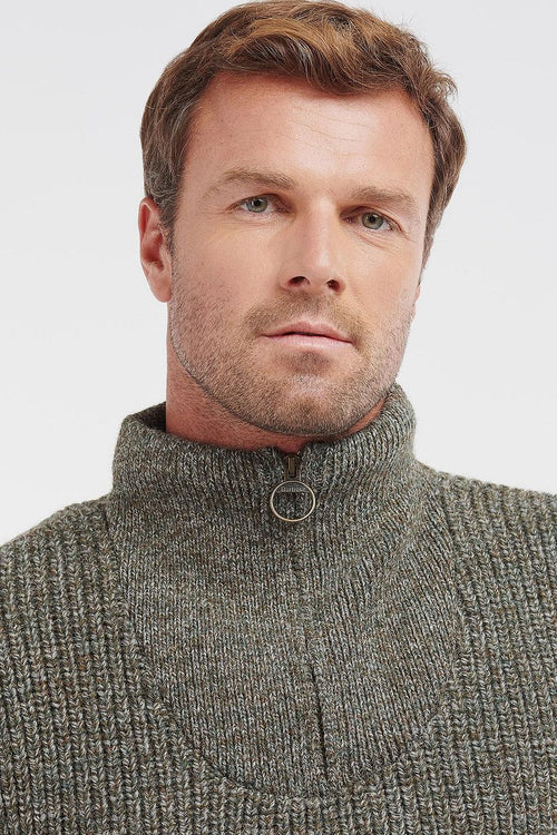 Barbour newtyne zip trui wol donkergroen | Regular-fit