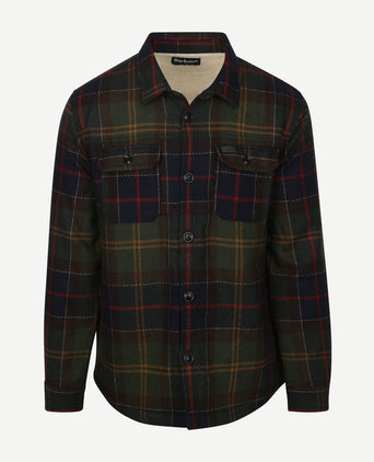 Overshirt wool blend ruit willberry olive