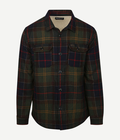 Barbour overshirt wool blend ruit willberry olive | Regular-fit